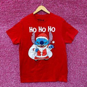 Santa Stitch Ho Ho Ho Lilo & Stitch Christmas Disney Tee L